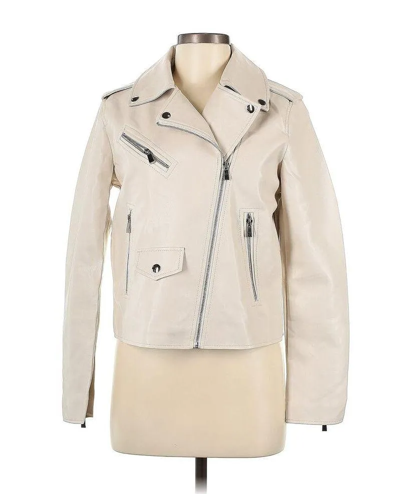 Lulu's Out for the Night Beige Vegan Leather Moto Jacket S NWT - Image 5