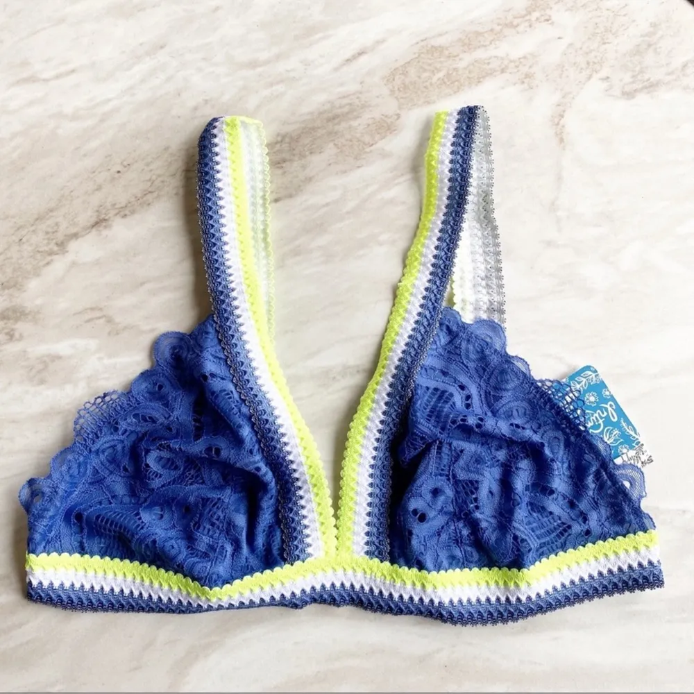 Free People Mika Lace Bralette Blue Size Large - Image 4