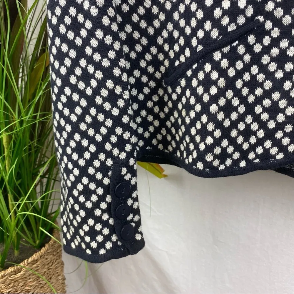 Talbots Black & White Print Knit Button Up Cropped Cardigan Sweater PS S - Image 3
