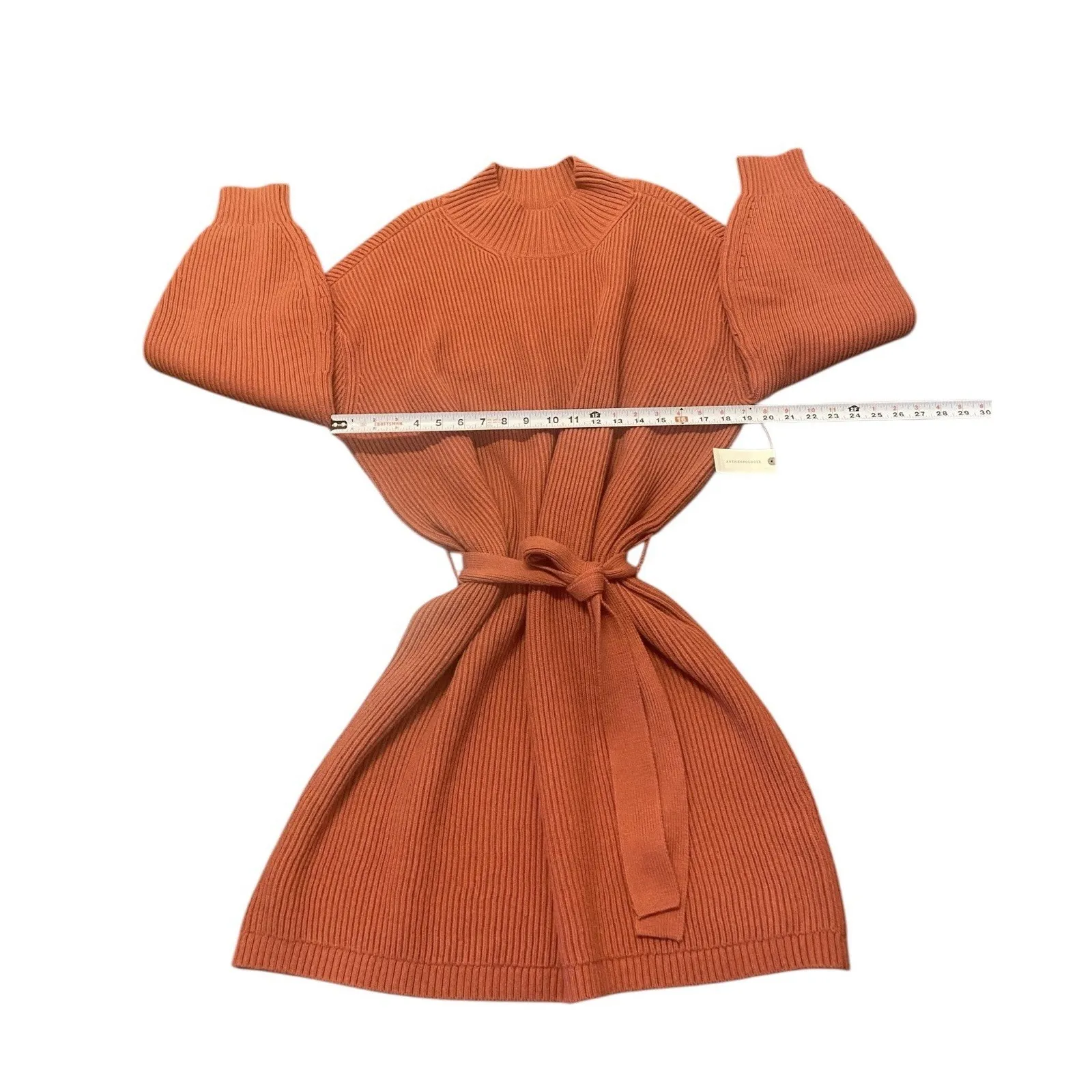 Anthropologie Maeve Mini Dress Cedar Long Sleeve Mock Neck Tie Waist  XL NWT‎ - Image 5