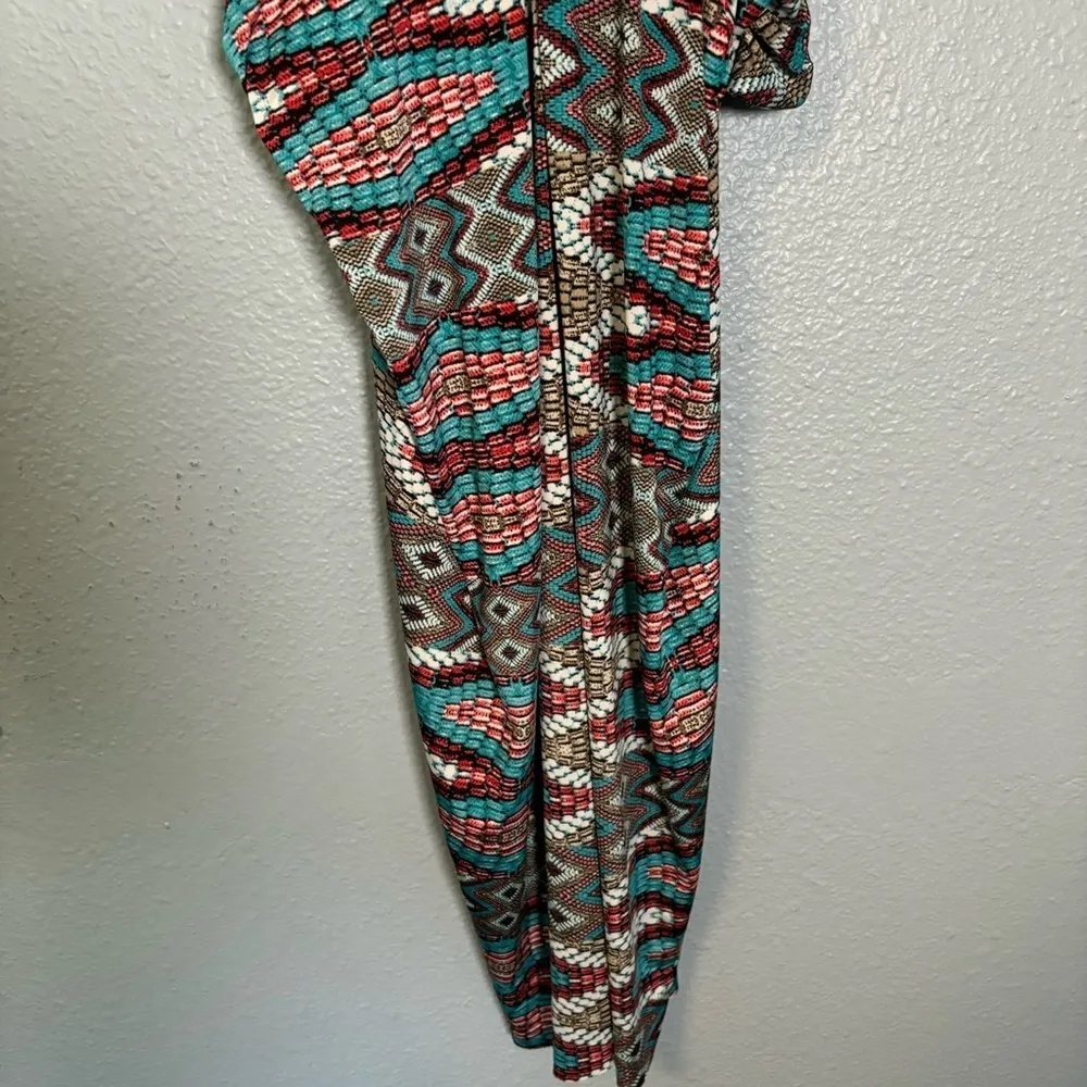 Misa Los Angeles Aztec Teal Colorful Printed Mini Racerback Dress Sz Small Beach - Image 6