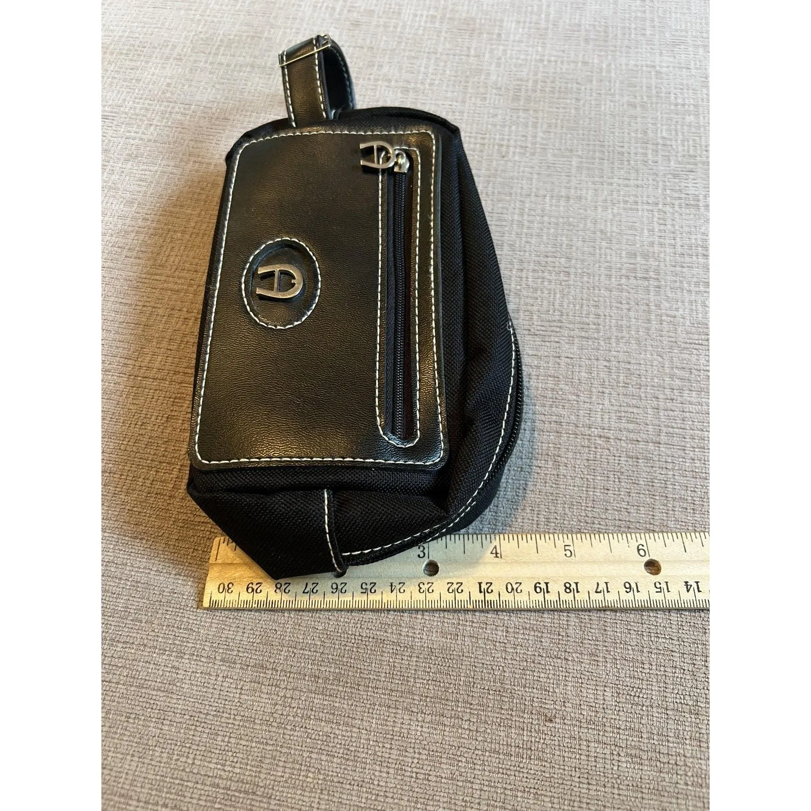 Aigner Lufthansa First Class Black Travel Pouch Amenity Kit Nylon Leather Zip - Image 5