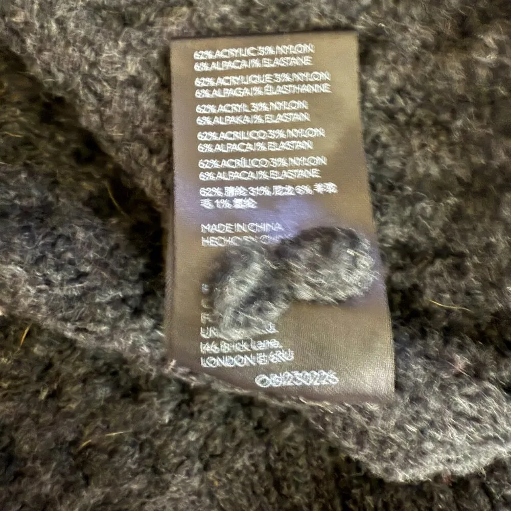 Anthropologie Bia Mock Neck Alpaca Chunky Knit Sweater Pullover Women's XS Gray - Image 14