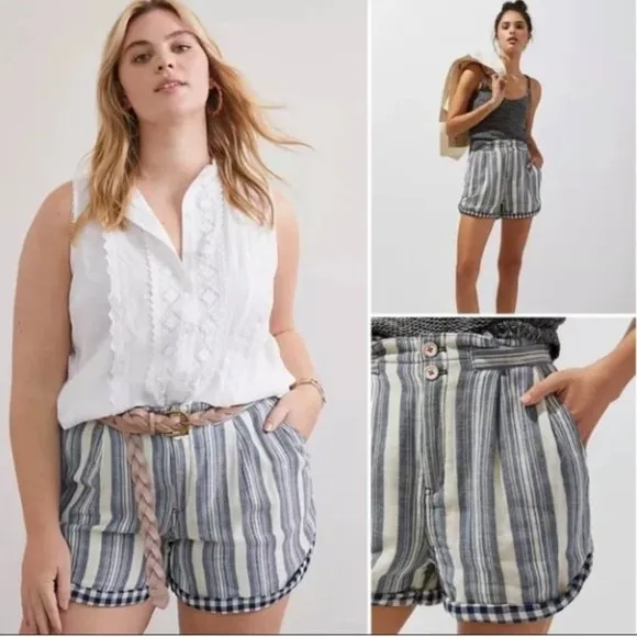 Anthropologie Pilcro Everyday Striped Shorts, Blue Motif - Image 2