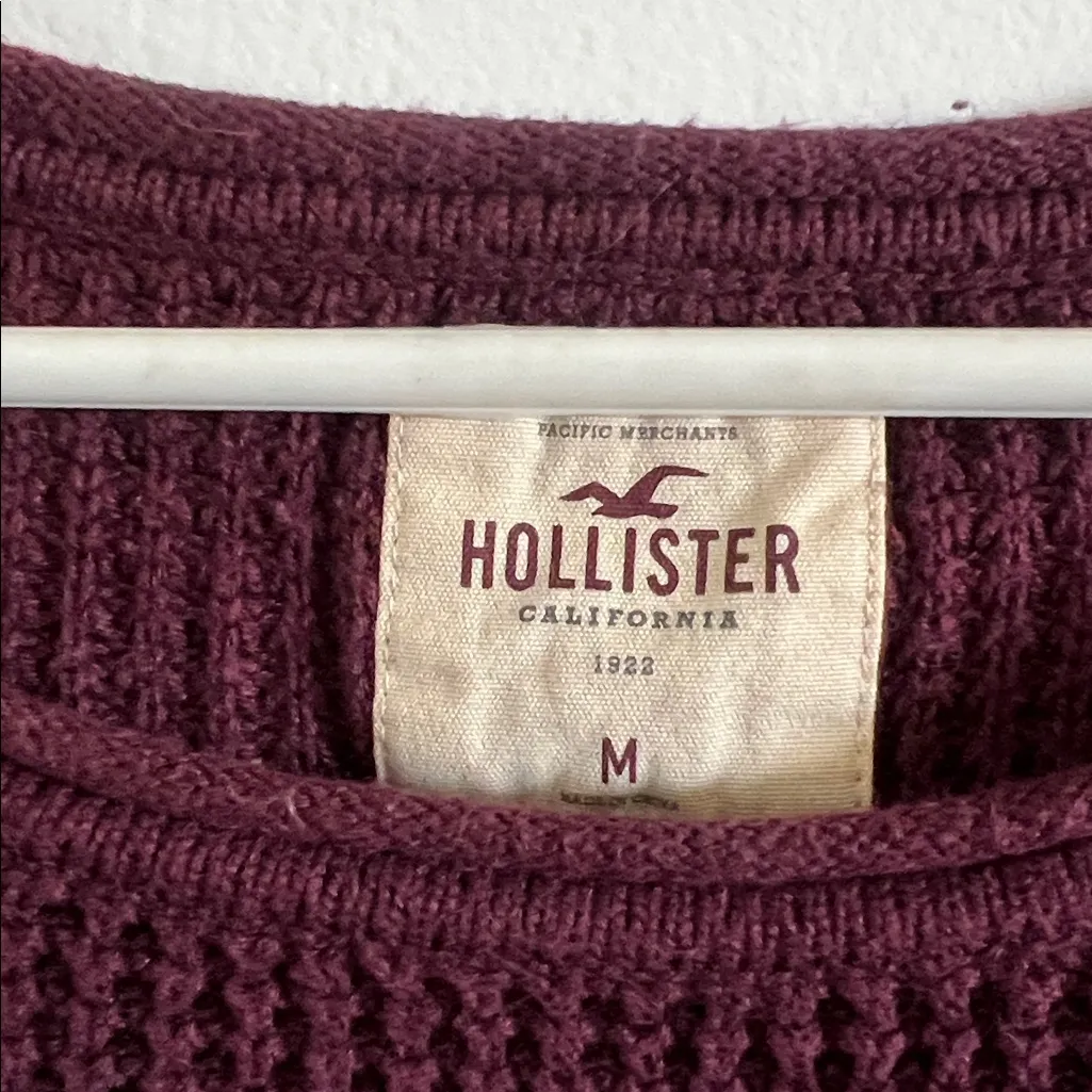Hollister Deep Burgundy and White Striped Knit Sweater - Image 3