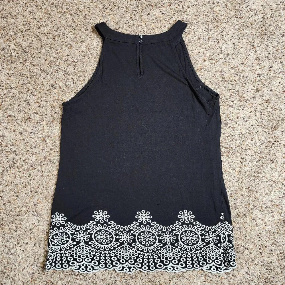 Adrianna Papell Black Embroidered Top Size Small Dressy - Image 2