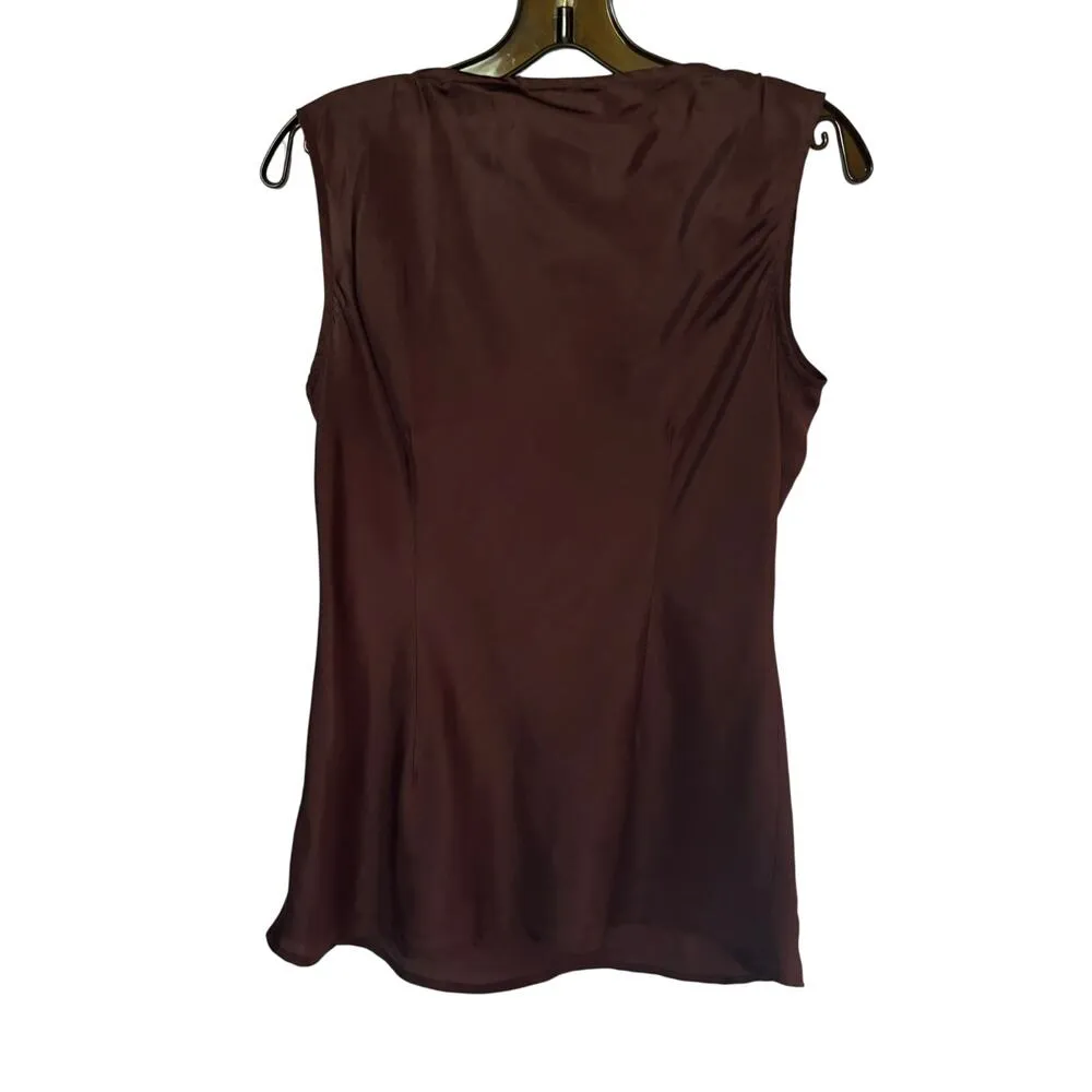 Cache Brown Silk Embroidery Embellished Lace Up Top NWT Plunging V Neck $88 - Image 4