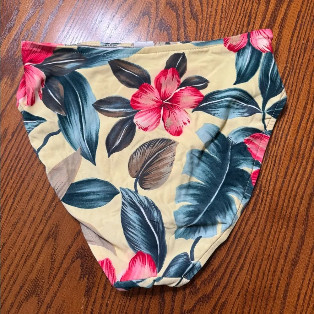 Halter Tankini Top Floral Tropical Print Yellow Red Green Size 10 - Image 8