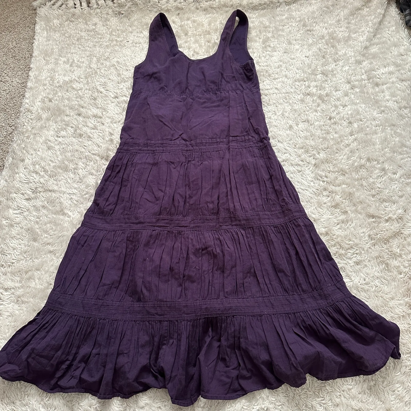 Theory M Eggplant Purple 100% Cotton Womens Midi Dress Fairy Grunge Whimsigoth - Image 4