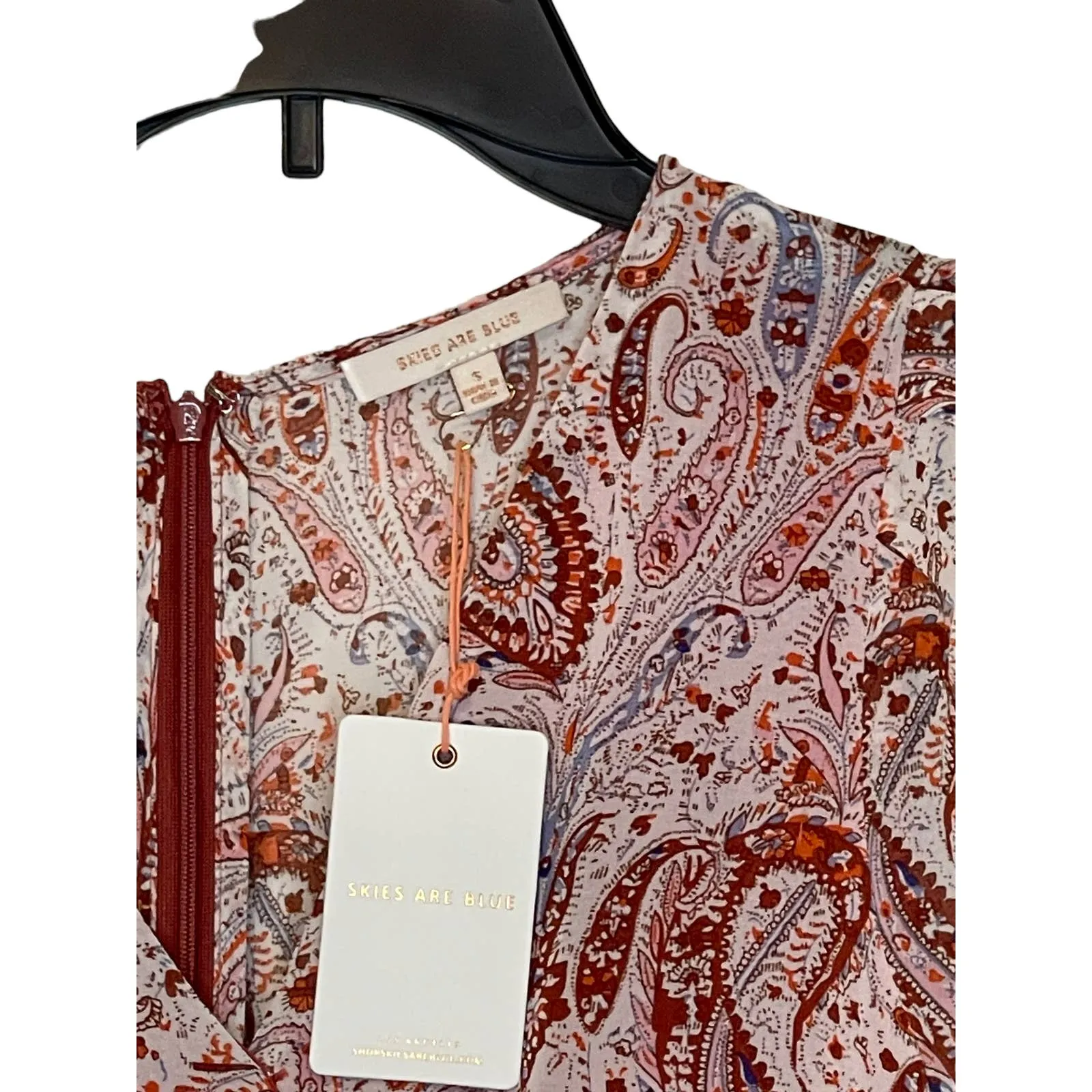 Skies Are Blue Women's Madison Paisley Dress Tiered Skirt 3/4‎ Sleeve Small NWT - Image 4