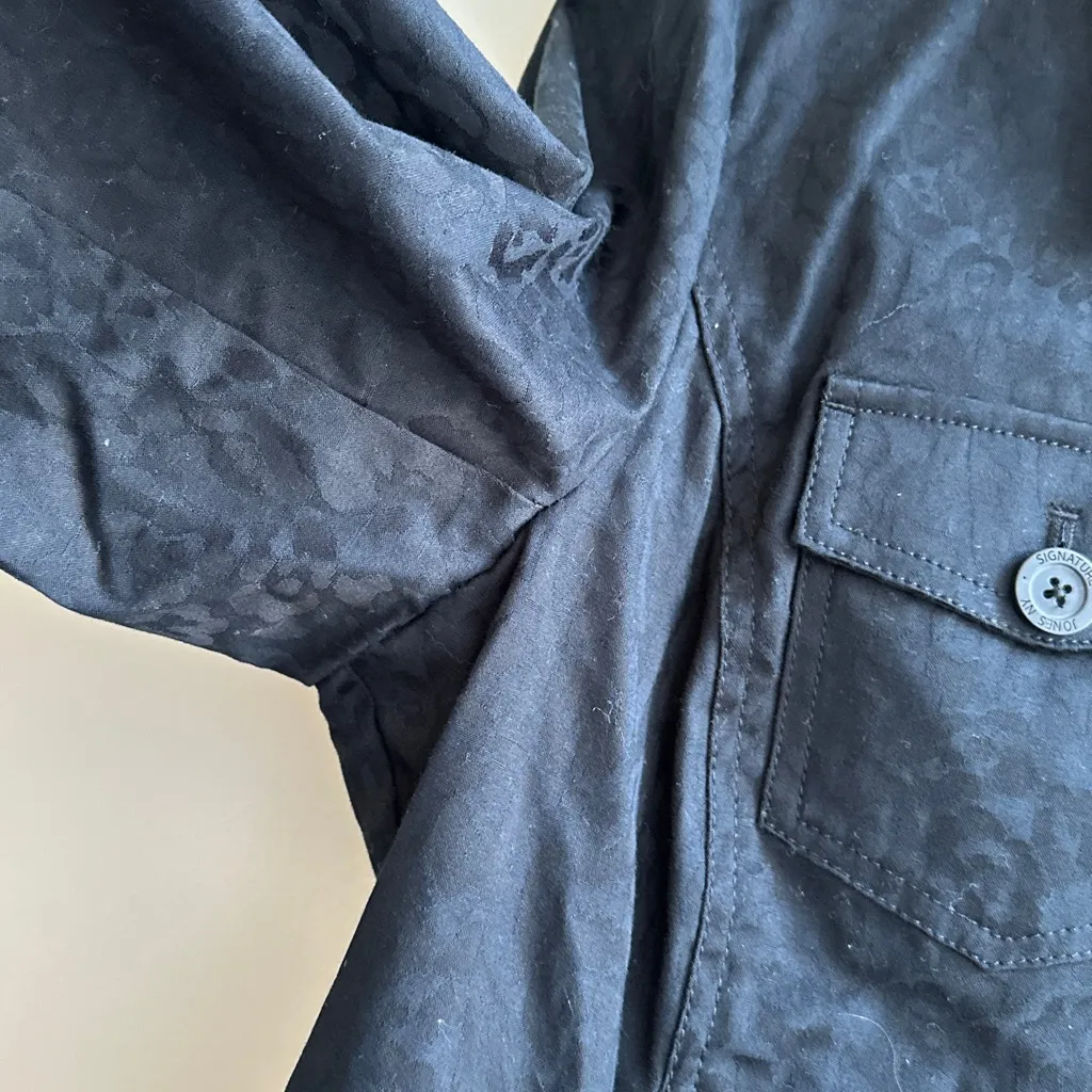 Jones New York Cheetah Print Black Button Down Jacket, Size 1X - Image 6