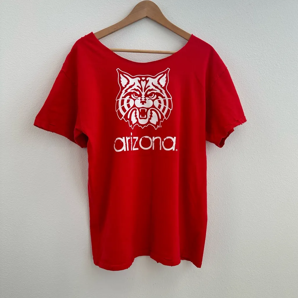 University of Arizona Destroyed off the shoulder Tee Red Size L - Image 4