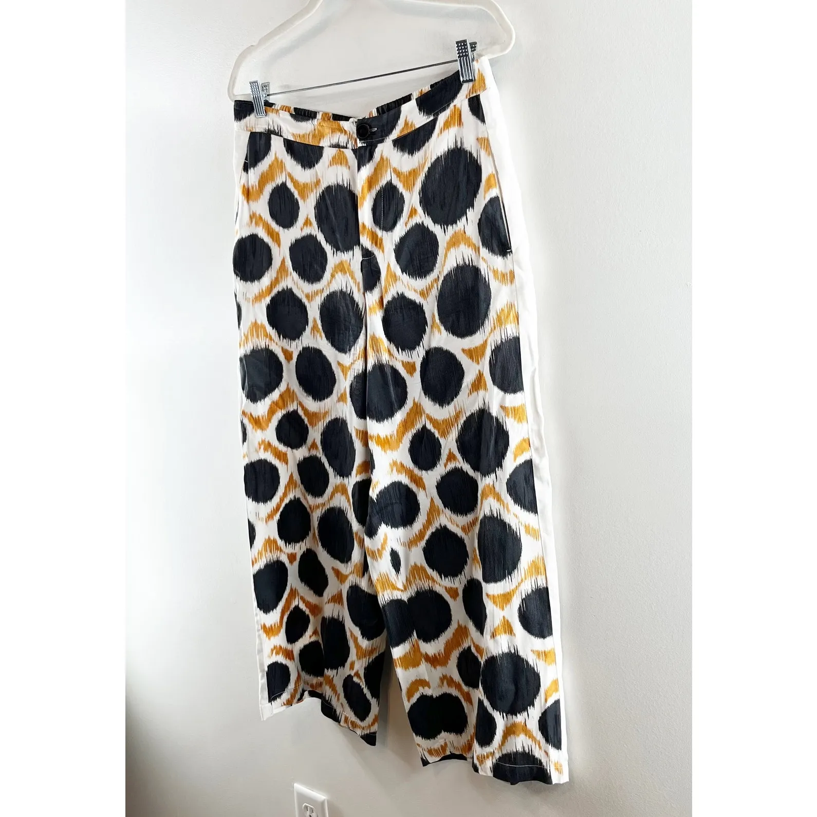 Anthropologie x Maeve Wellesley Ikat Print Wide Leg Trouser Pants Black 12 P - Image 6