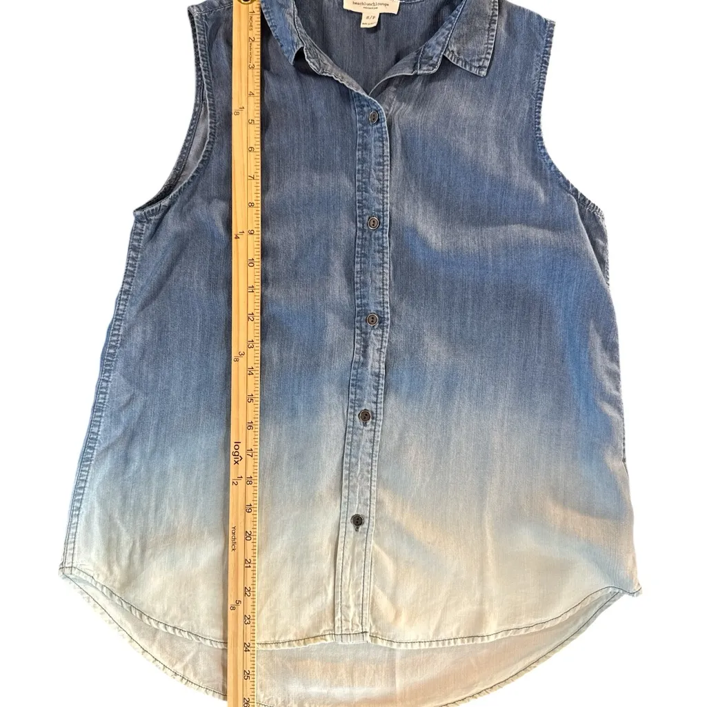 BeachLunchLounge  Sleeveless Blue Gradient Button‎ Down Shirt - Image 3
