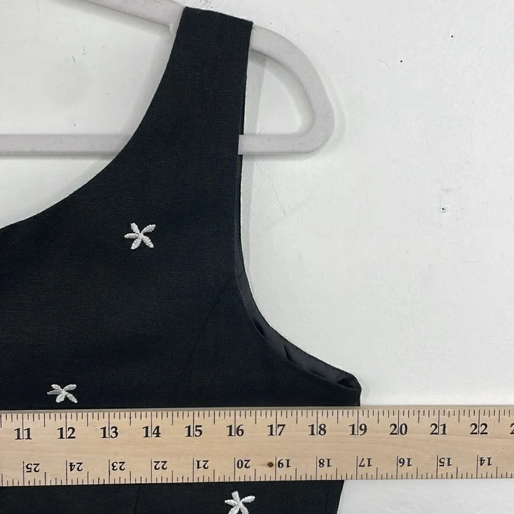 Dress barn A Line Dress Black Floral Embroidered Linen & Rayon Back Zip size 12 - Image 12