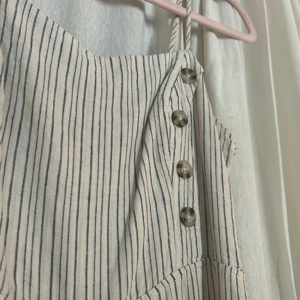 UO Straight Neck Linen Button Down Jumpsuit - Image 6