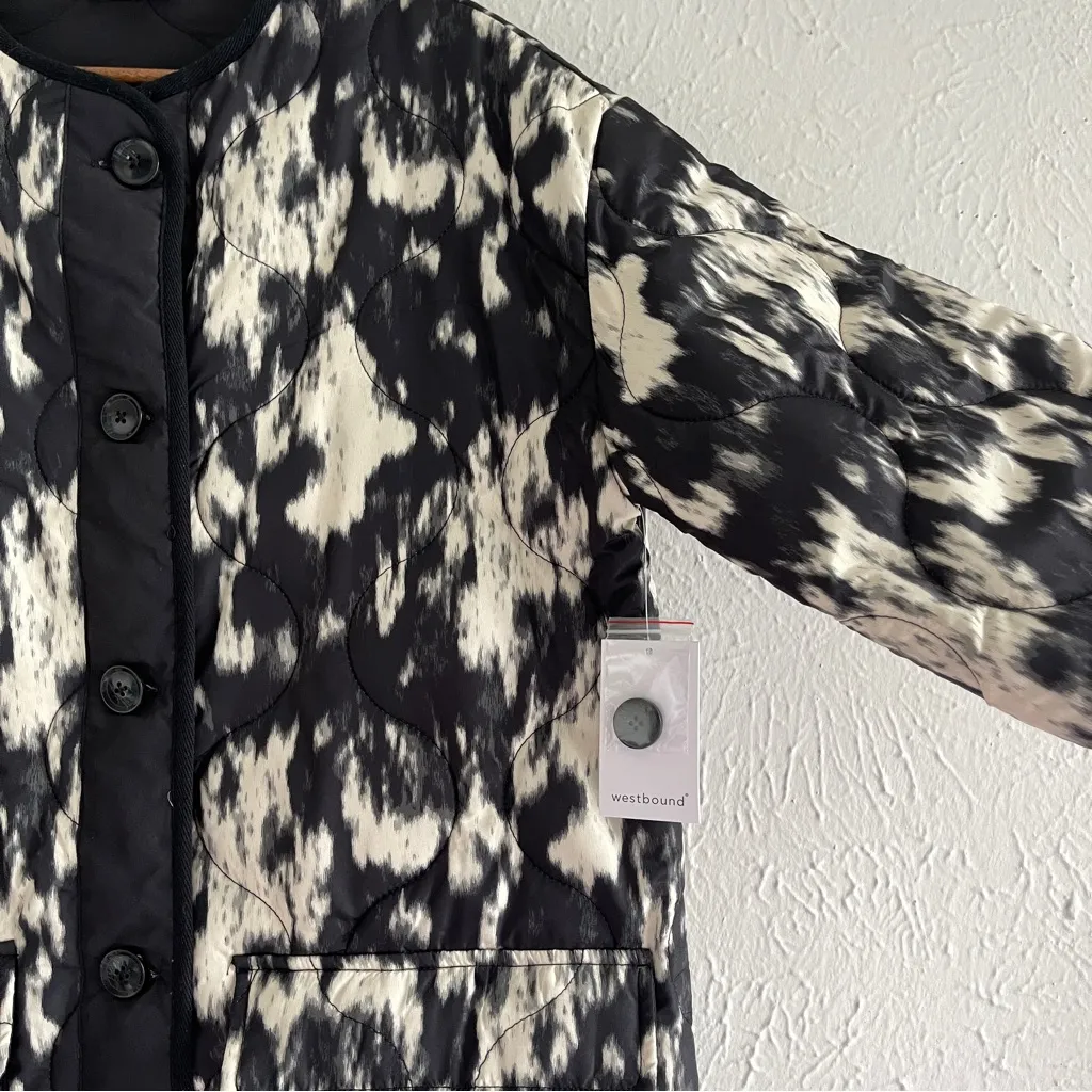 Westbound Women's Black & Cream Quilted Jacket Size S NWT - Image 5