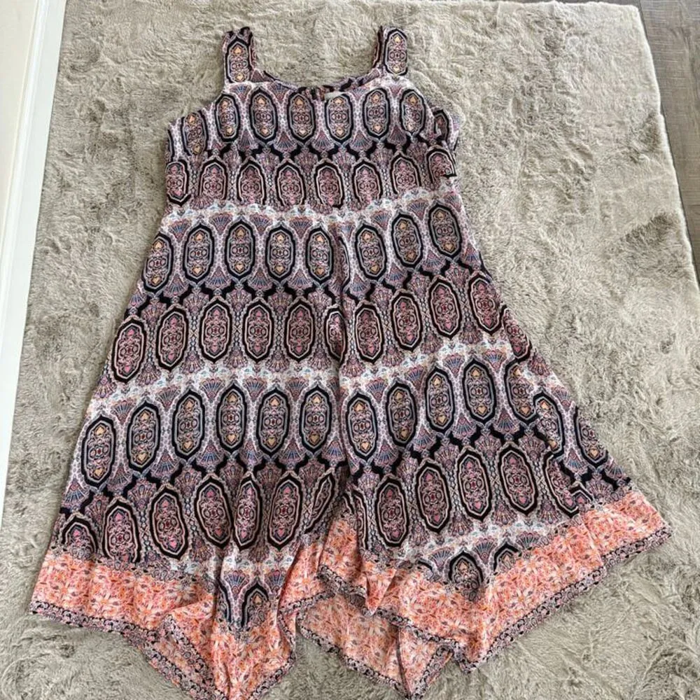 Catherines Women Dress Plus 1X Colorful Flowy Chiffon Feminine Boho Hippie Relax - Image 3