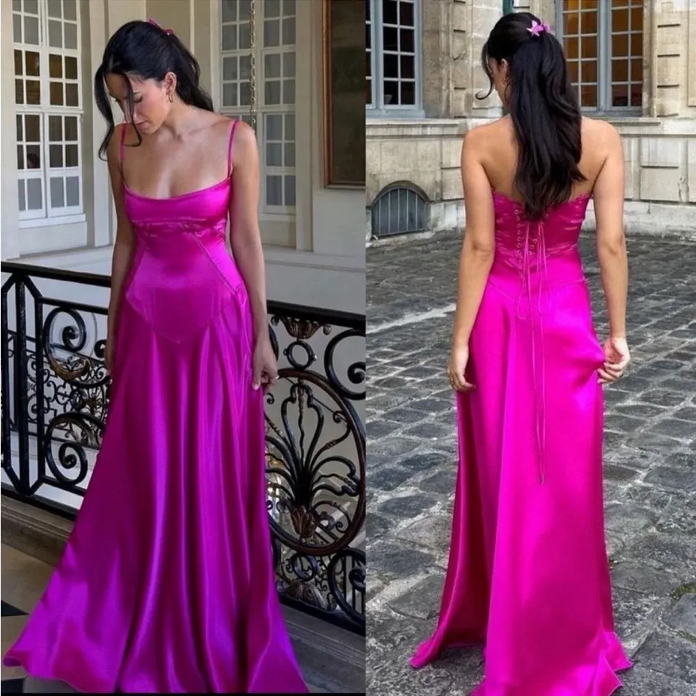 HOUSE OF CB 'Anabella'‎ Fuchsia Lace Up Maxi Dress NWOT size S - Image 3