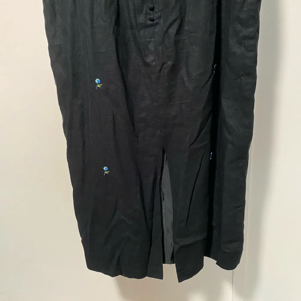 Ultra Dress NY Embroidered Black Dress 55%Linen 45%Rayon/Viscosa Size 14 - Image 3