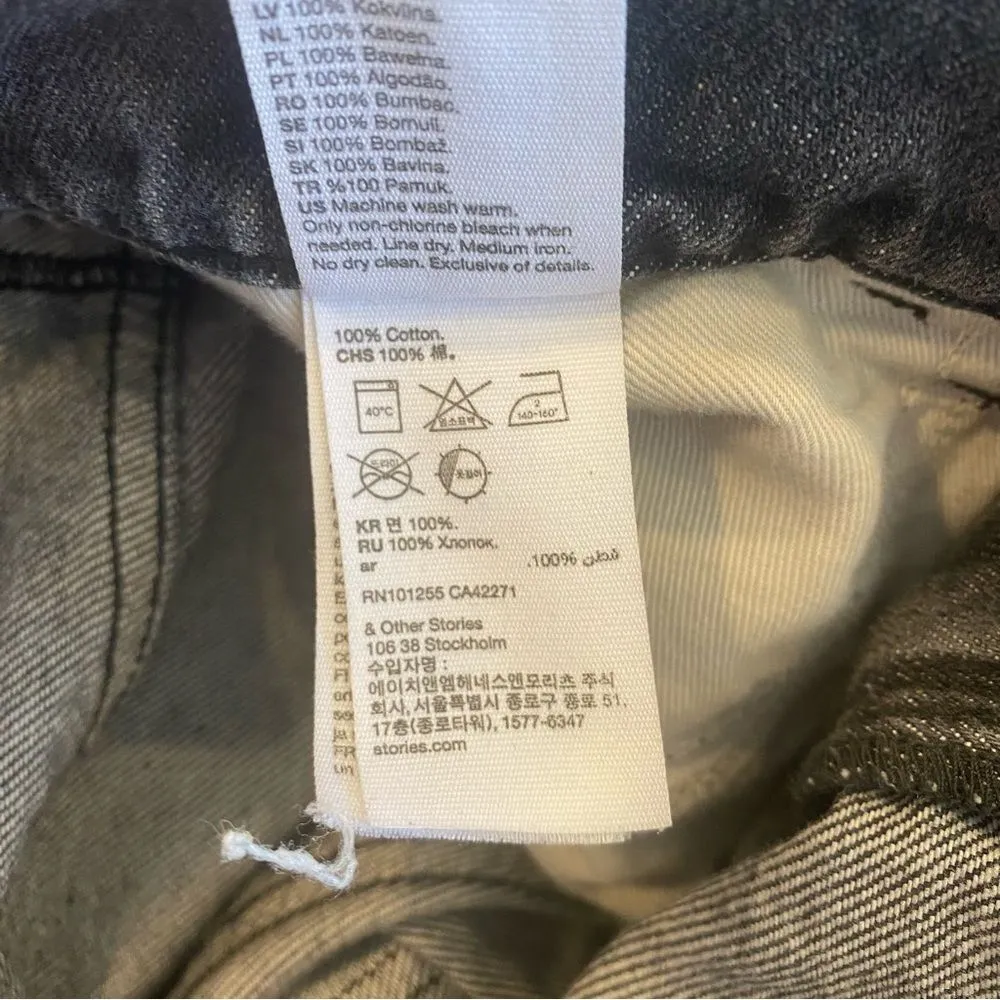 & Other Stories Crawford High Waisted Straight Leg Patchwork Jeans Washed Black - Image 12