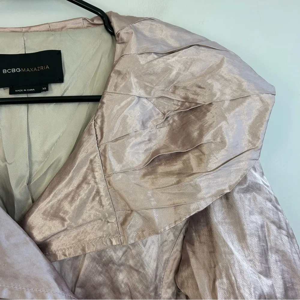 BCBGMaxAzaria Metallic Pink Double Breasted Belted Peplum Jacket XS - Image 8
