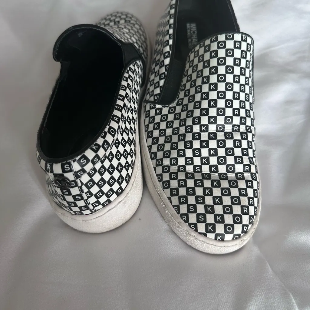 Michael Kors Monogram Slip-On Sneakers in Black and White - Image 5