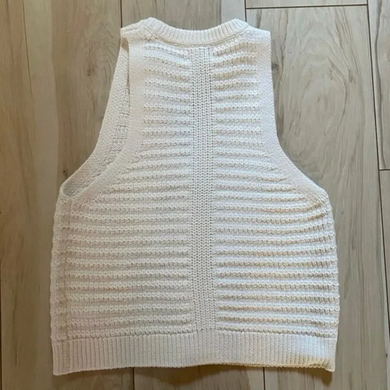 Song of Style Aimee Song Knit V Neck Sweater Tank Vest Waistcoat Ivory Large NWT White - Image 3