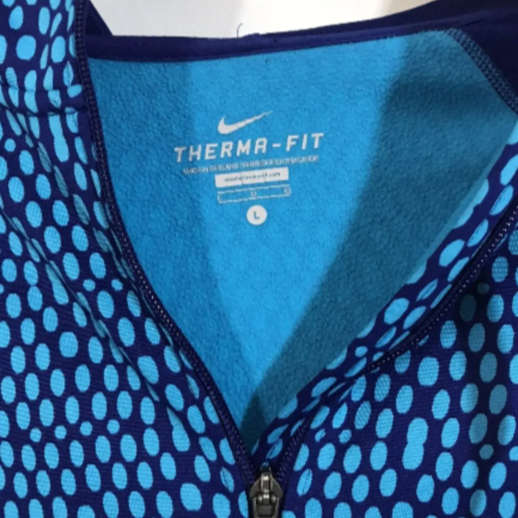 Nike Hoodie Womens Large Blue Aqua Therma-Fit Hooded Full Zip Embossed Pockets - Image 3