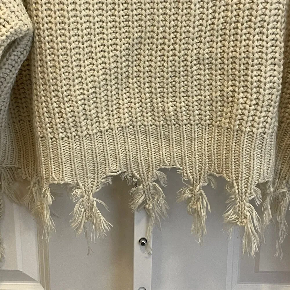 Young Fabulous & Broke Oversized Distressed Sweater - Women Size M/L - Cream - Image 2