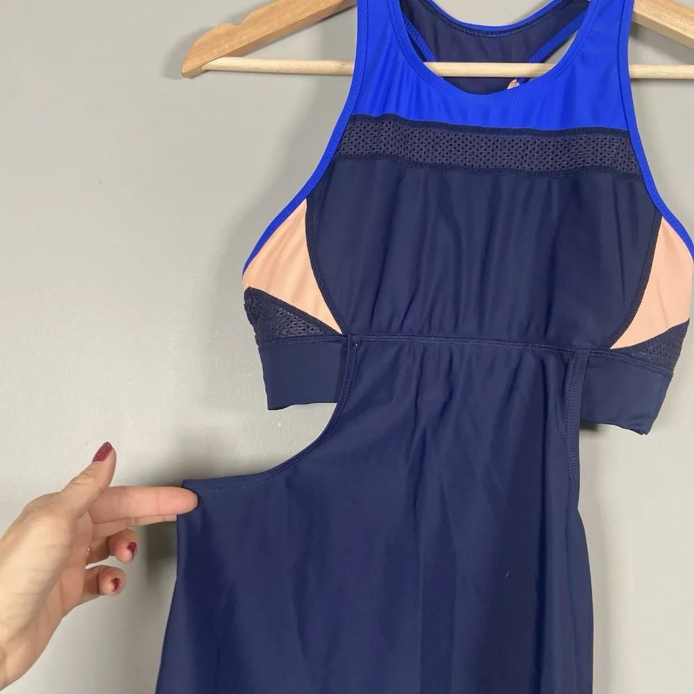 Athleta Tri-ssential Loose Tankini Top Only Size XS Blue Peach Sporty Swim Beach - Image 4