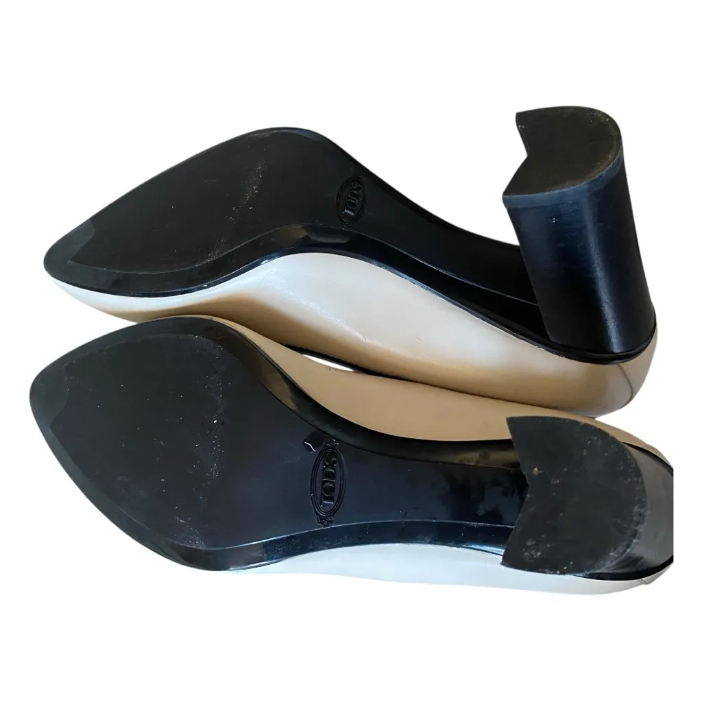 Tod's Contrast Trim Block Heel Pumps - Elegant Ivory Sz EU 36.5, US 6 - 6.5 - Image 9