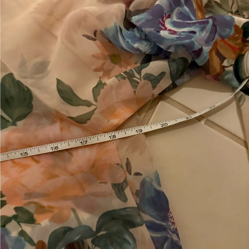 Zara Tan Cream Floral Long Sleeve Blouse - Image 8