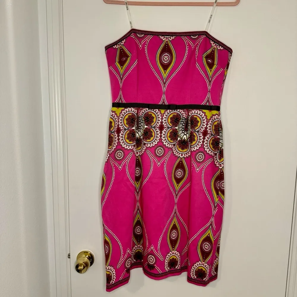 Laundry By Shelli Segal Pink A-Line Strapless Paisley Print Dress Size 10 - Image 3