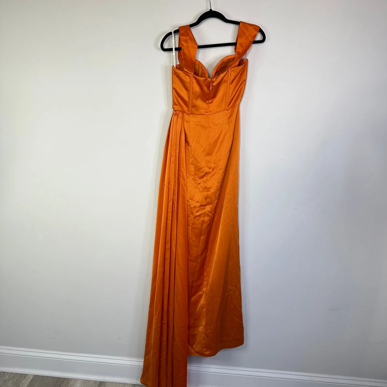 Miss Circle Zayda Orange High Slit Corset Satin Gown Women’s Size Small - Image 7