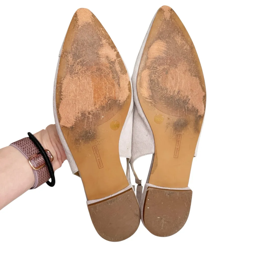 VINCE CAMUTO LIGHT GRAY SUEDE FLAT SLINGBACKS SZ 10 - Image 9