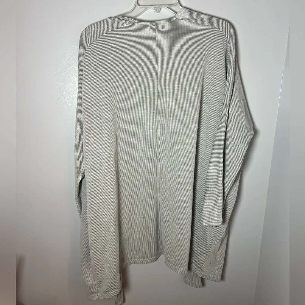 Donni Anthropologie Cardigan Womens OSFA Ribbed Stripe Open Front Jacket Pockets Green Size undefined - Image 5