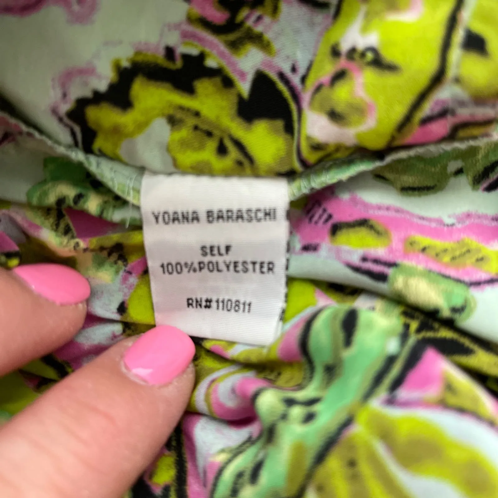 Yoana Baraschi Midi Green/Purple Silky‎ Midi Dress with Pockets Size Small - Image 8