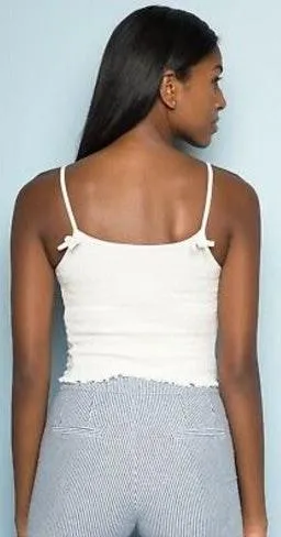 Brandy Melville White crop smocked izzy tank top - Image 2