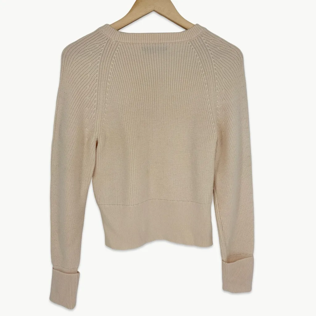 NWT Banana Republic Merino Wool Crewneck Knit Cuffed Sleeve Sweater | XS | Ivory - Image 5