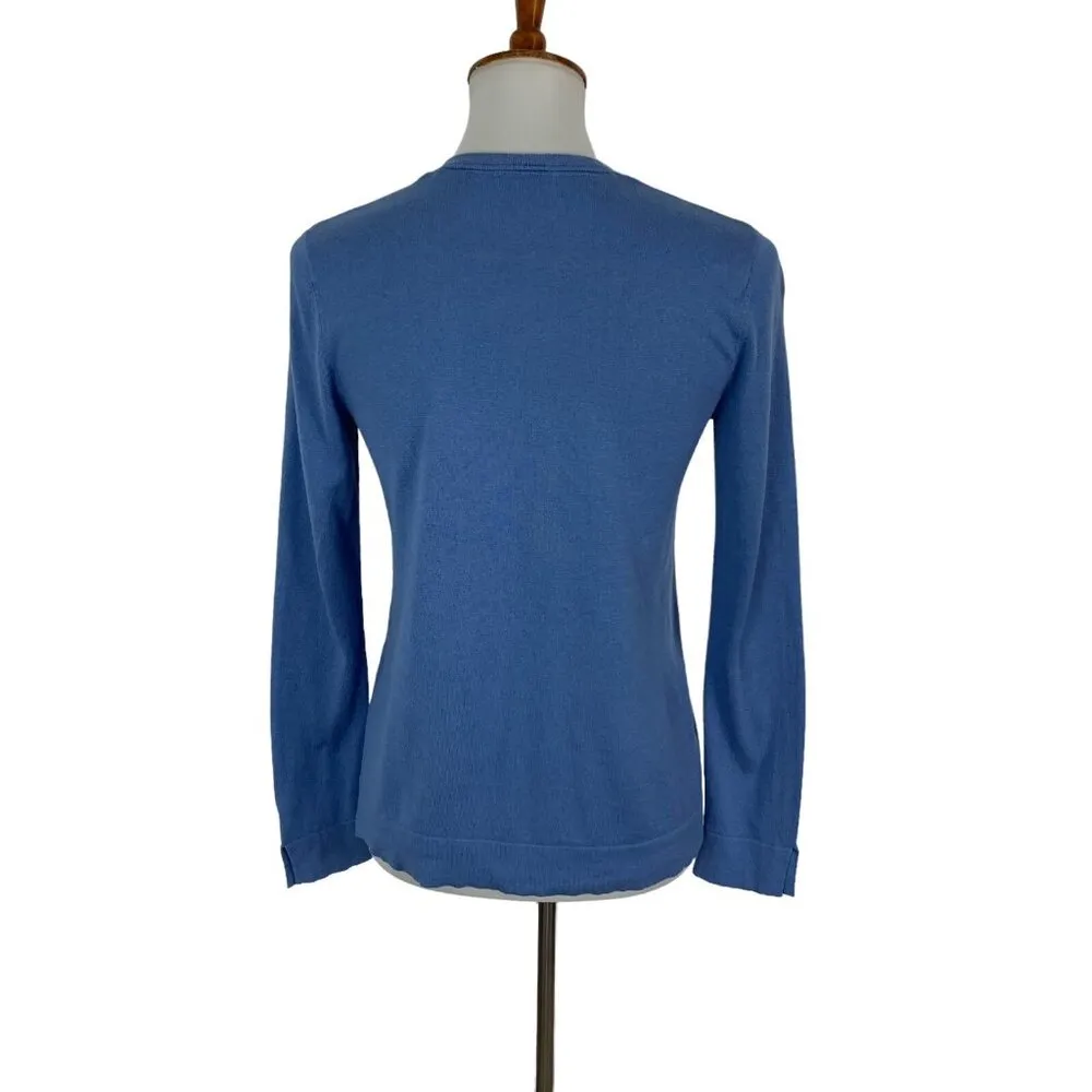 J Jill Sweater XS Blue V Neck Silk Cotton Soft Core Closet Staple - Image 3