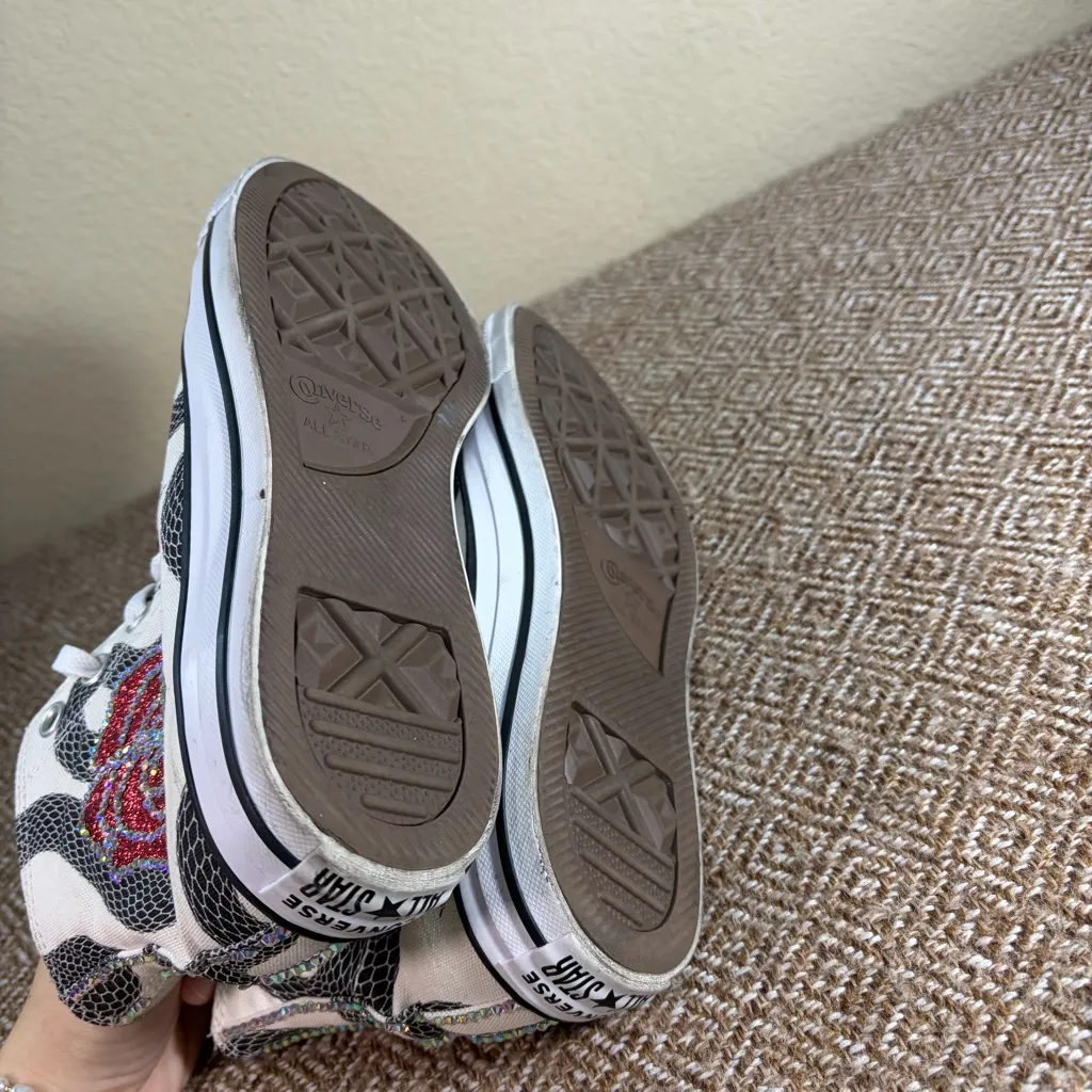 Converse Chuck Taylor All Star High-Top Snake Custom White Black Mens 7.5 W 9.5🐍 - Image 8