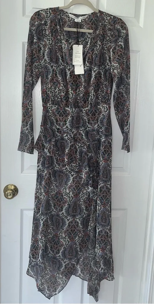 Veronica Beard Sazan Dress Off-White Multi Paisley Sleeve 4 NEW *FACTORY FLAW - Image 1