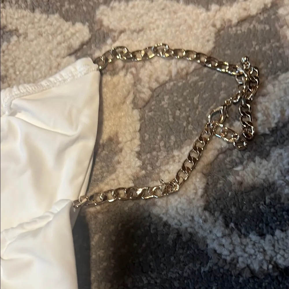 Beach Bunny White Bikini Bottom with Chain Detail - Image 3