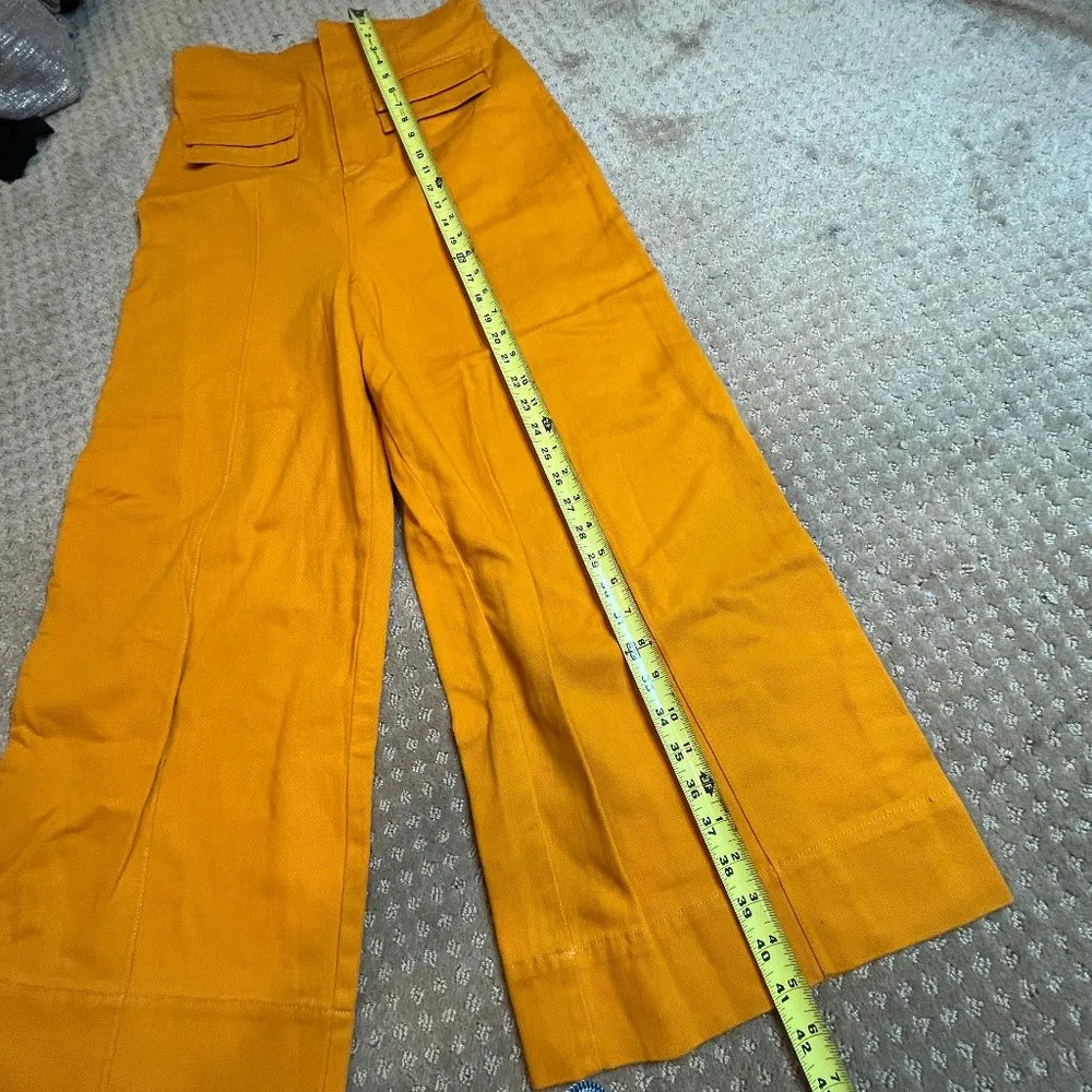 C/MEO Collective Orange Wide Leg Ultra High Rise SZ 8 Pants Pumpkin Cotton - Image 6