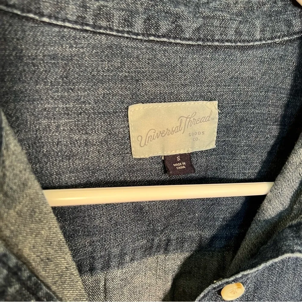 Universal Thread Denim Shirt Dress Dark Wash - Image 12