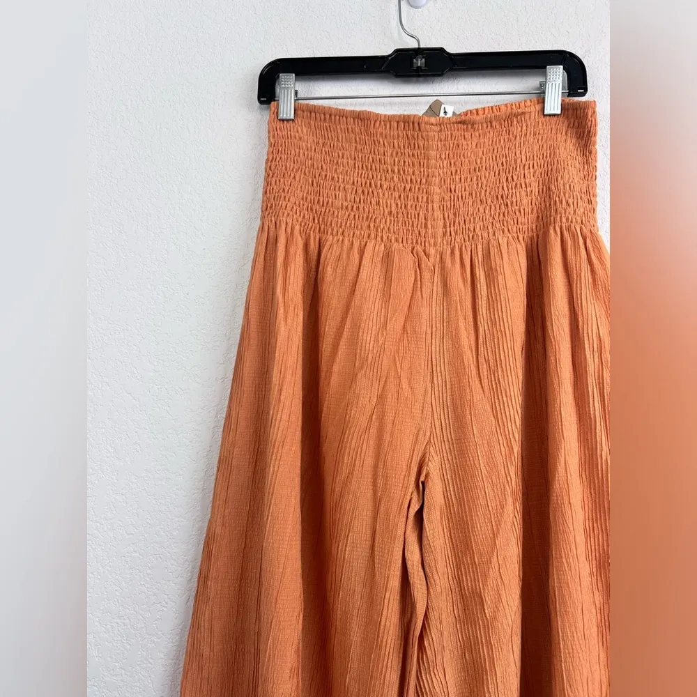 NWT: DO + BE Smocked Waistband Wide Leg Bottom Pants in Light Orange Size Large - Image 2