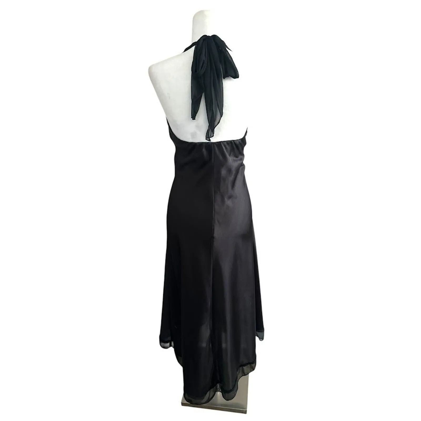 Vintage BMoss Dress Black Midi Halter Dress 6 Babydoll Y2K Whimsigoth Goth Hoco - Image 6