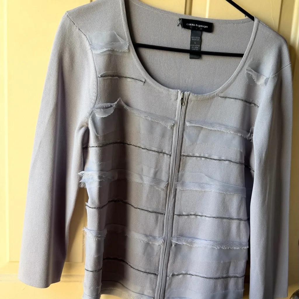 Cable & Gauge Light Gray Sweater - Image 2