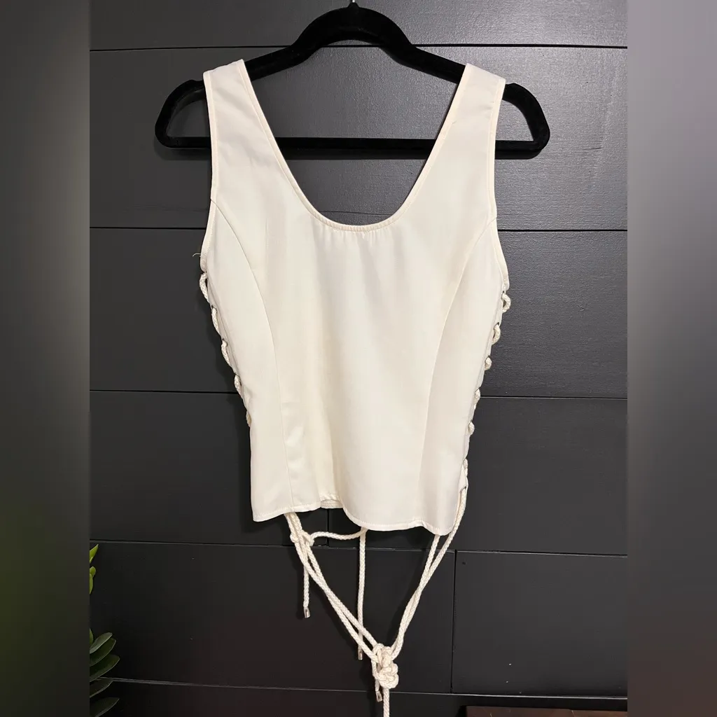 PRETTY LITTLE THING Cream Corset Style Tank Top Cottagecor Sz 10 EUC - Image 5